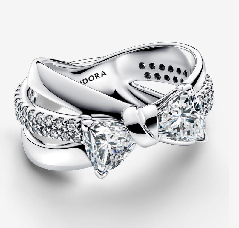 PANDORA™ Sparkling Bow Crossover Ring Sterling Silver