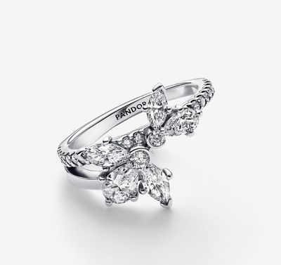 PANDORA™ Sparkling Asymmetrical Herbarium Cluster Ring Sterling Silver