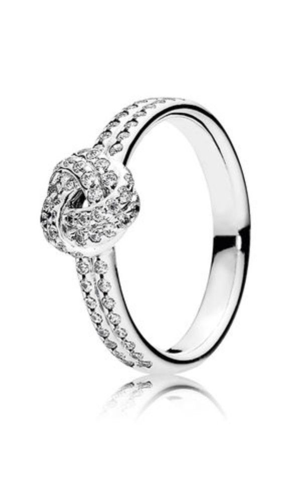 PANDORA™ Sparkling Love Knot Ring Sterling Silver  with Clear Cubic Zirconia, Size: 48