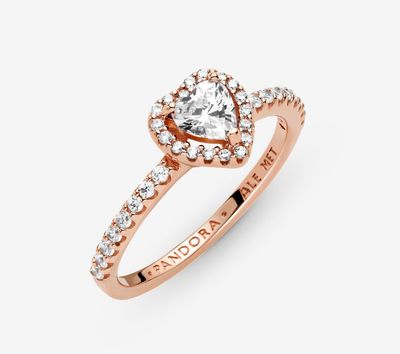 PANDORA™ Sparkling Elevated Heart Ring 14k Rose Gold Plating