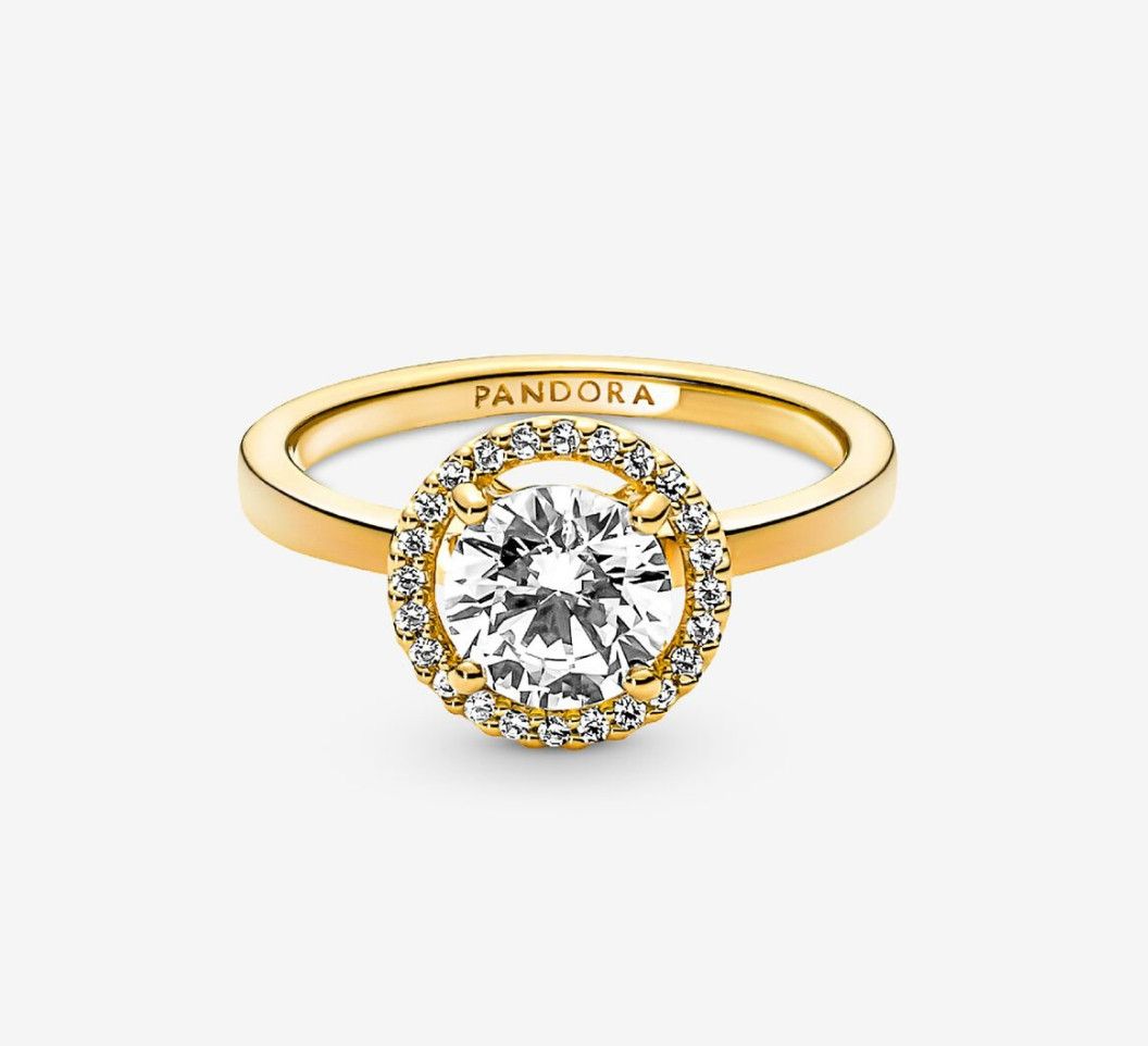 PANDORA™ Sparkling Round Halo Ring 14k Gold Plating