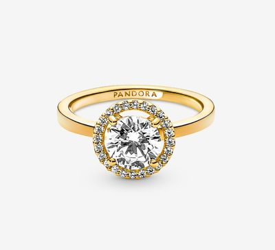PANDORA™ Sparkling Round Halo Ring 14k Gold Plating