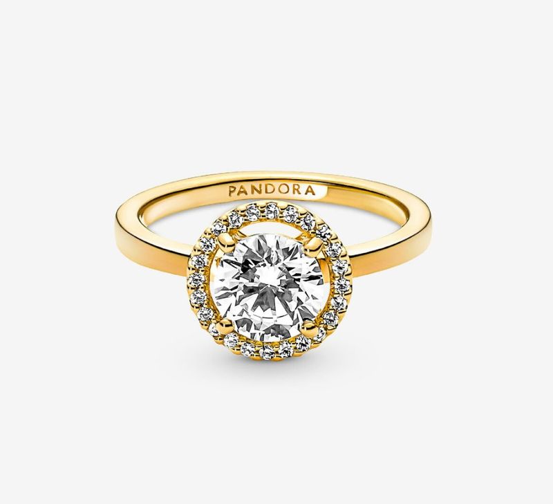 PANDORA™ Sparkling Round Halo Ring 14k Gold Plating