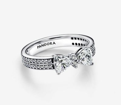 PANDORA™ Sparkling Bow Double-row Ring Sterling Silver