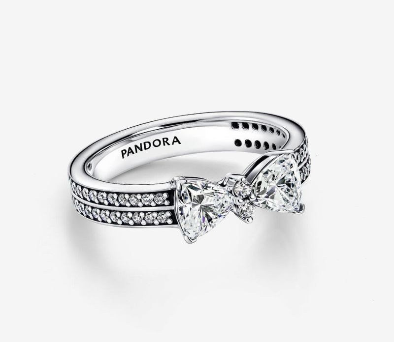 PANDORA™ Sparkling Bow Double-row Ring Sterling Silver