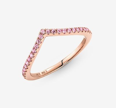 PANDORA™ Timeless Wish Sparkling Pink Ring 14k Rose Gold Plating