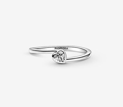PANDORA™ Clear Tilted Heart Solitaire Ring Sterling Silver