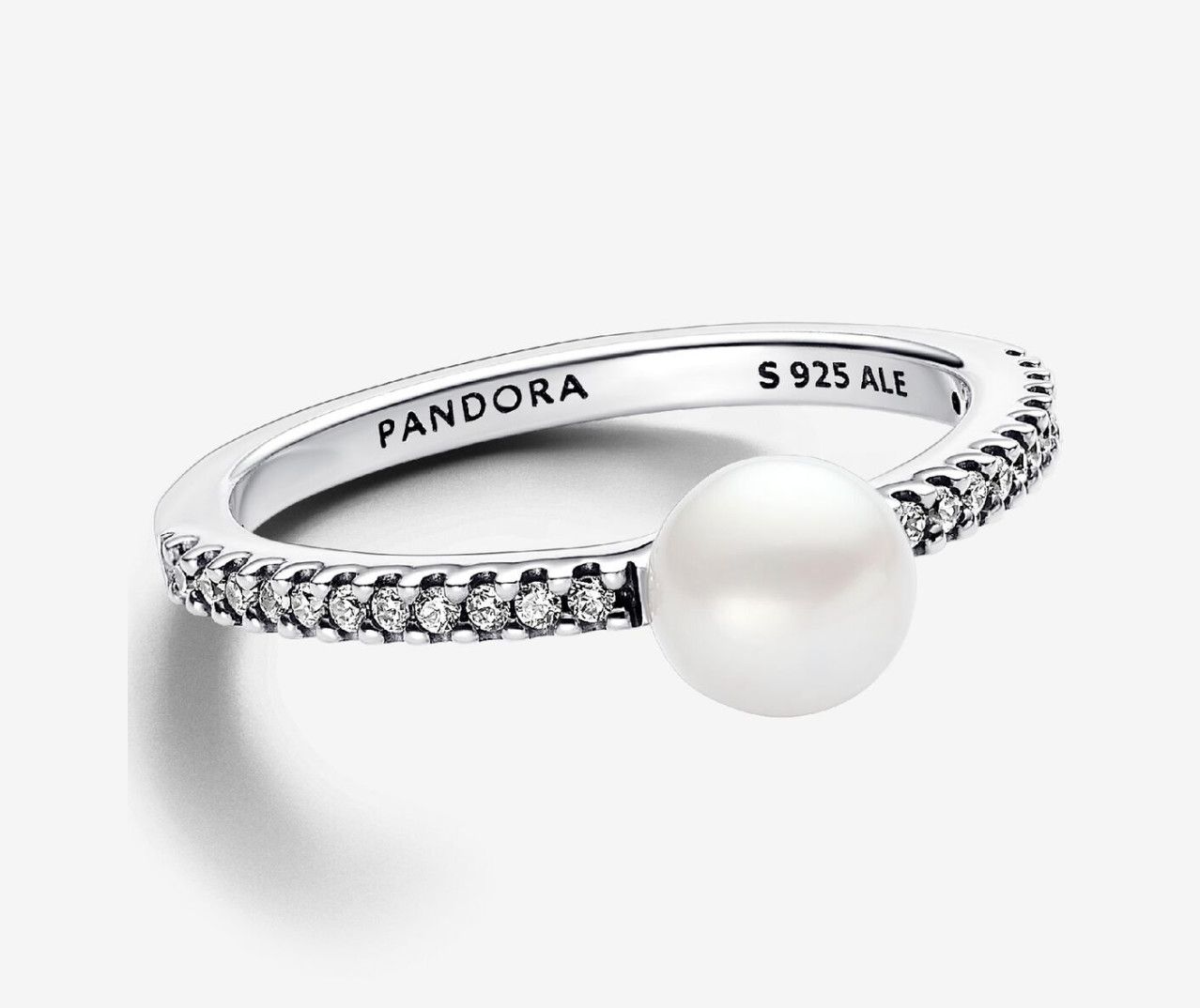 PANDORA™ Treated Freshwater Cultured Pearl + Pavé Ring Sterling Silver