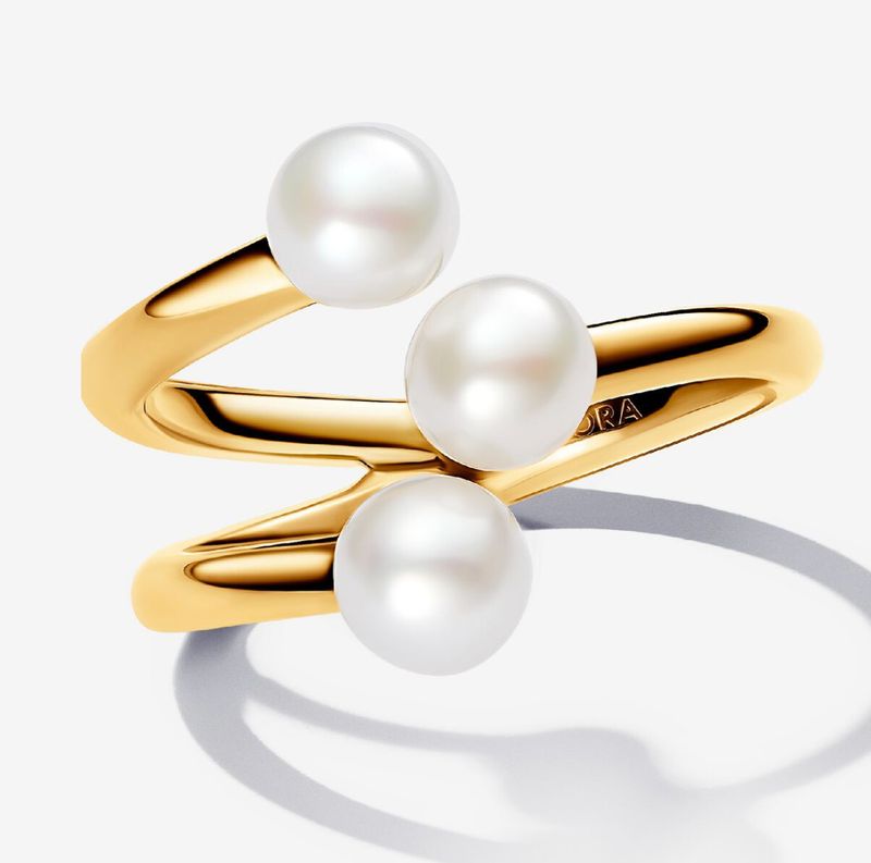 PANDORA™ Treated Freshwater Cultured Pearl Open Ring 14k Gold Plating