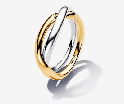 PANDORA™ Two-tone Entwined Bands Ring Sterling Silver 14k Gold Plating