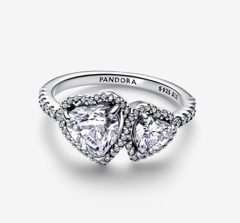 PANDORA™ Sparkling Halo Hearts Ring Sterling Silver