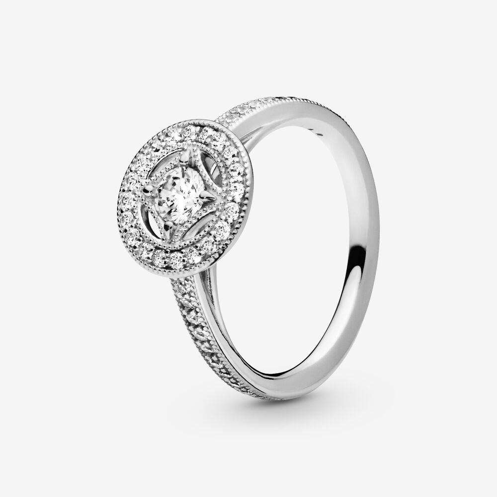 PANDORA™ Vintage Allure Sterling Silver Ring with Clear Zirconia, Size: 50