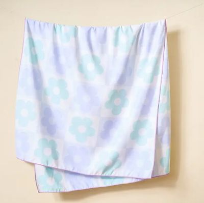 XL Quick Dry Beach Towel | Flower Check Blue