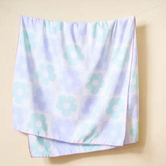 XL Quick Dry Beach Towel | Flower Check Blue