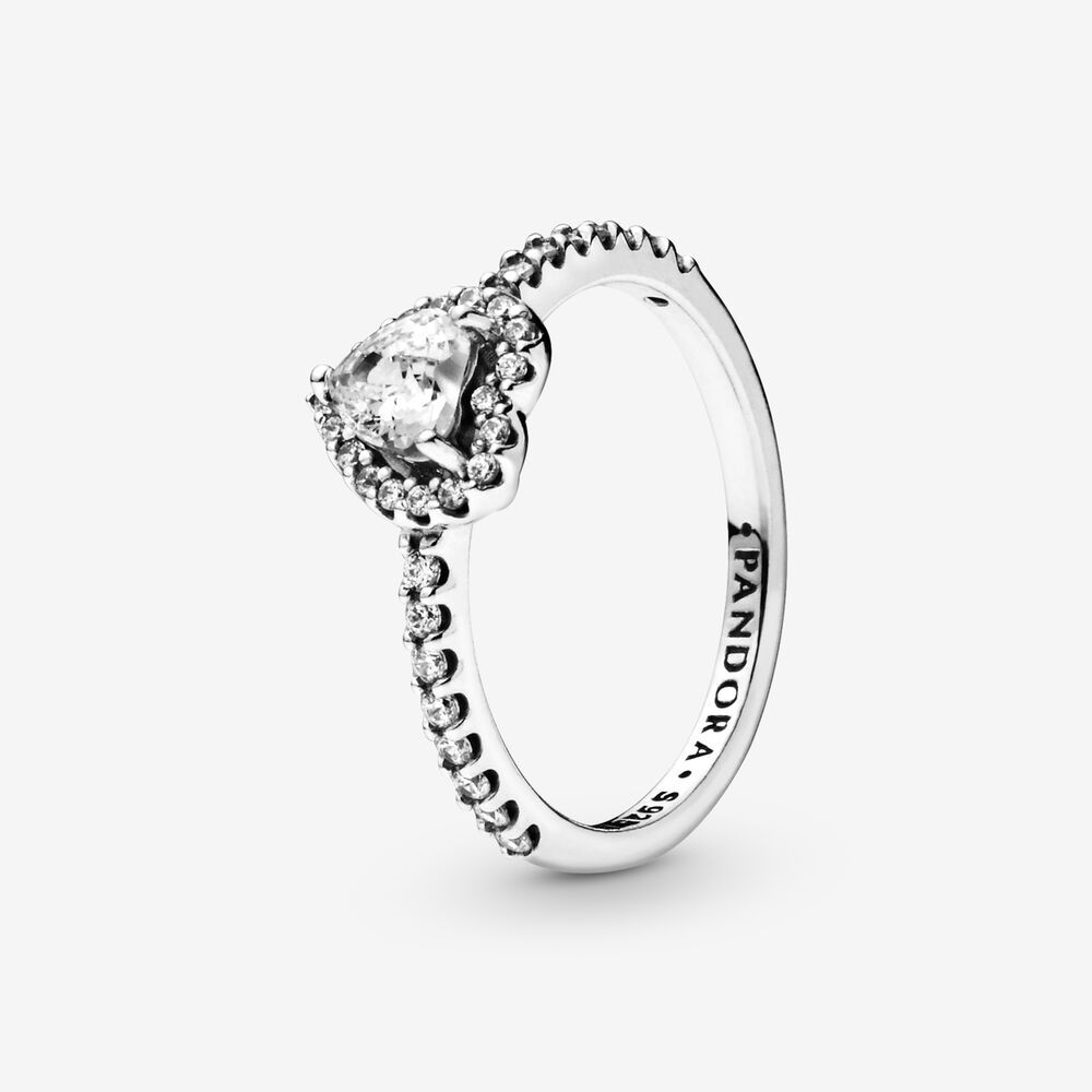 PANDORA™ Elevated Heart Ring Sterling Silver, Size: 48