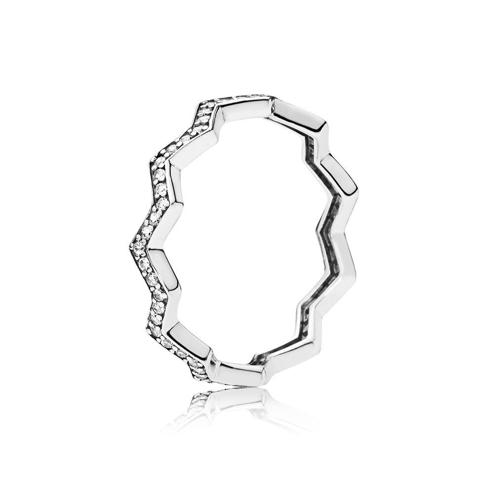 PANDORA™ Shimmering Zig Zag Ring Sterling Silver, Size: 54