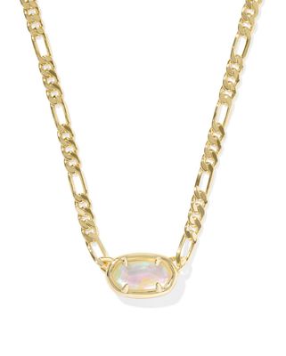 The Elisa Figaro Pendant Necklace in Gold iridescent Abalone