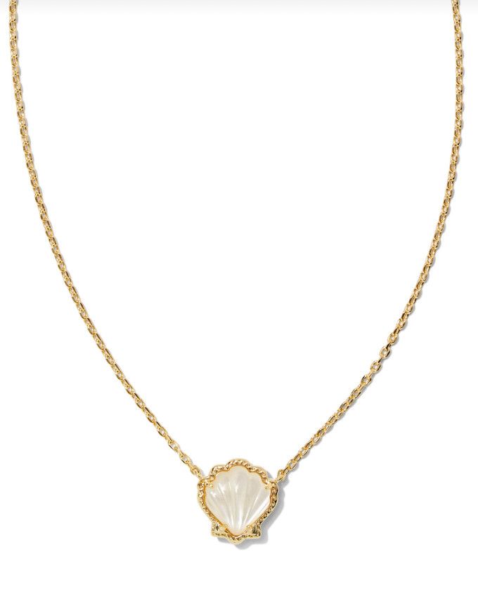 The Brynne Shell Pendant Necklace in Gold Ivory Mother of Pearl