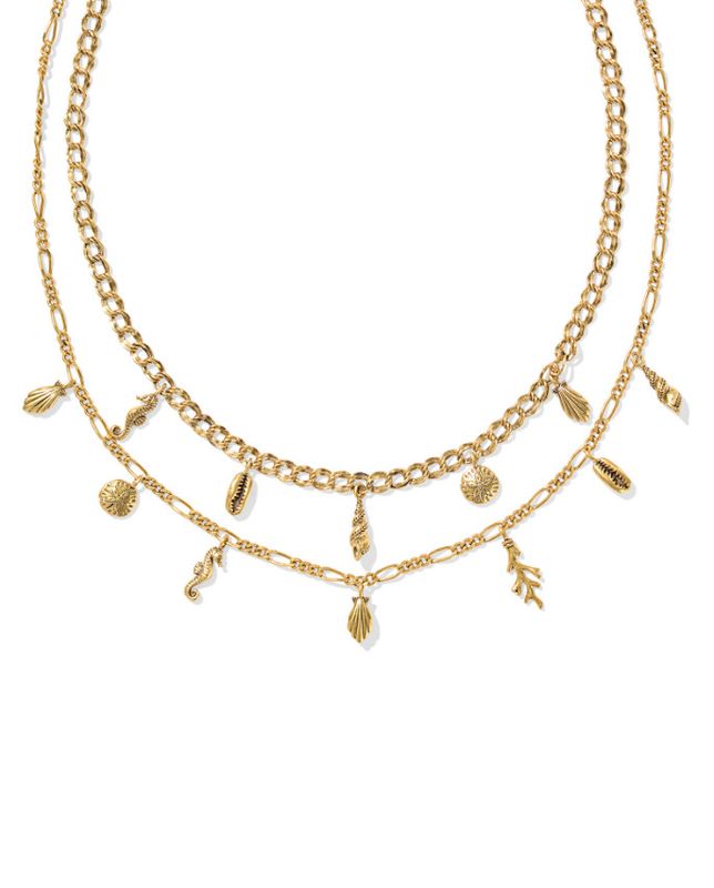 The Alexa Multi Strand Necklace in Vintage Gold