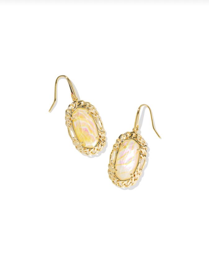 The Dani Figaro Frame Drop Earrings in Gold Iridescent Abalone