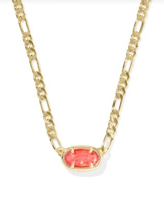 The Elisa Figaro Pendant Necklace in Gold Papaya Iridescent Mother of Pearl