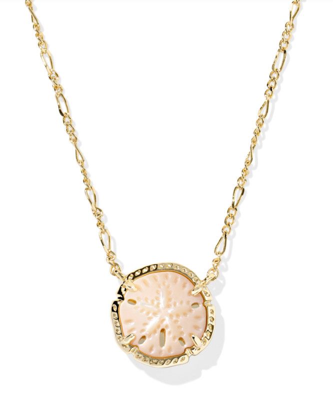 The Sand Dollar Pendant Necklace in Gold Natural Mother of Pearl