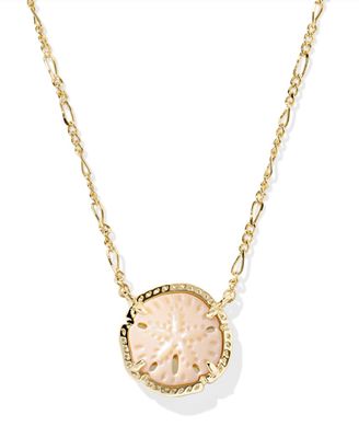 The Sand Dollar Pendant Necklace in Gold Natural Mother of Pearl