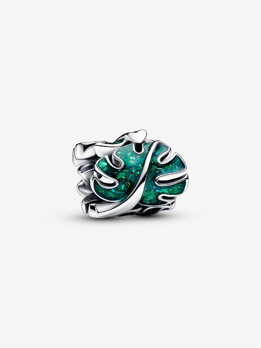 PANDORA™ Enamel Green Monstera Leaves Charm