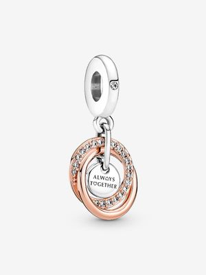 PANDORA™ Family &quot;Always Together&quot; Encircled Two Tone Dangle Charm