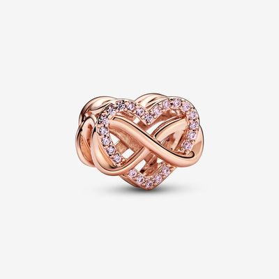 PANDORA™ Family Infinity Pink and 14K Rose Gold Plated Heart Charm