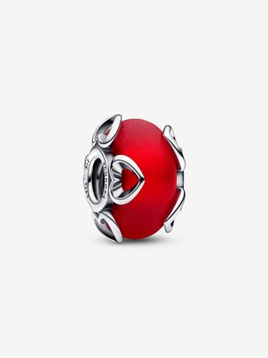 PANDORA™ Frosted Red Murano Glass &amp; Hearts Charm