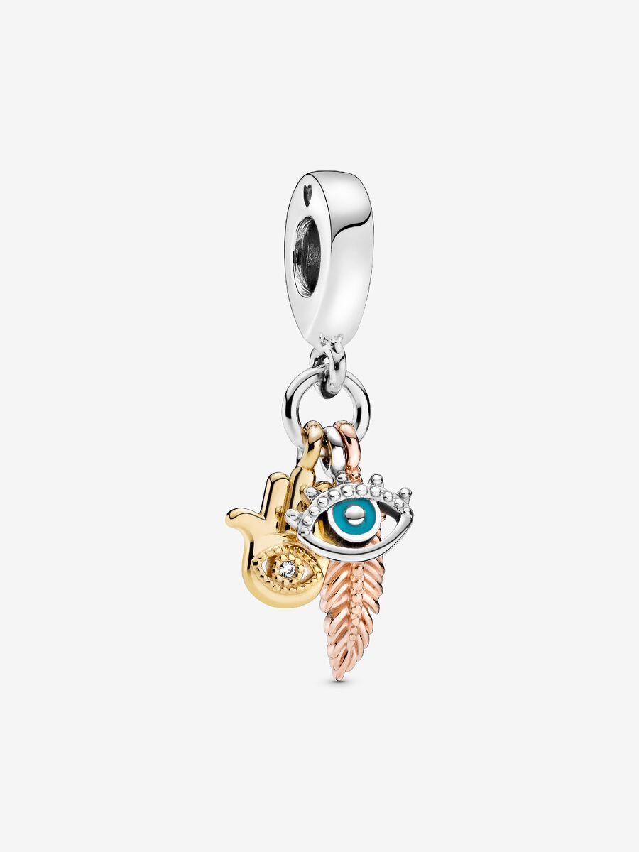 PANDORA™ Hamsa, All-Seeing Eye &amp; Feather Spirituality Dangle Charm