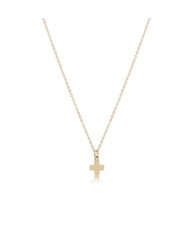 16&quot; Necklace Gold Signature Cross Small Gold Charm