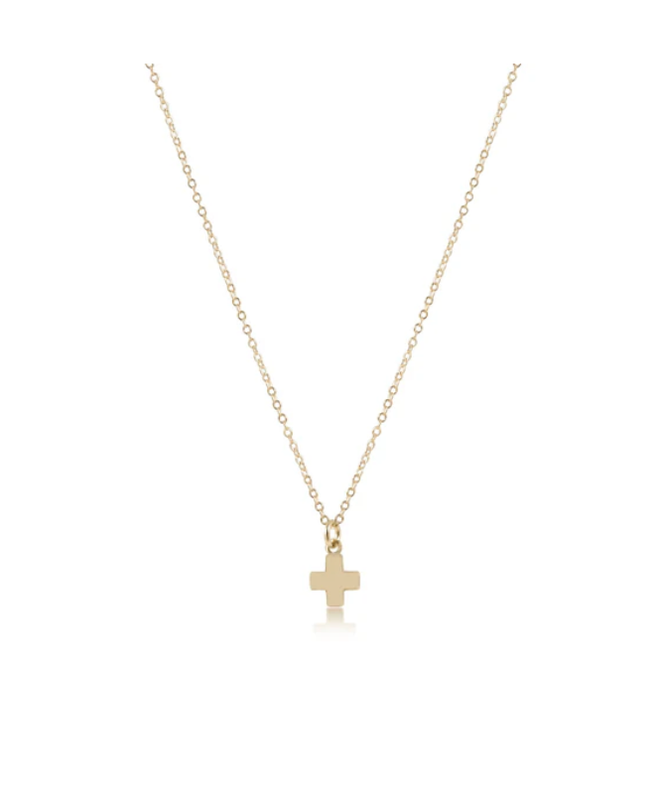 16&quot; Necklace Gold Signature Cross Small Gold Charm
