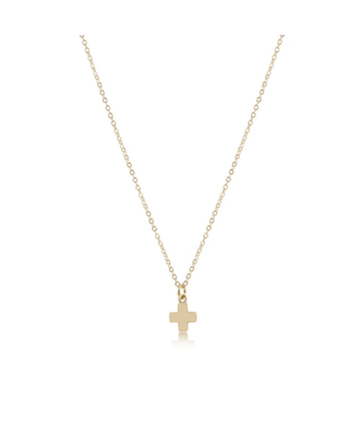 16&quot; Necklace Gold Signature Cross Small Gold Charm