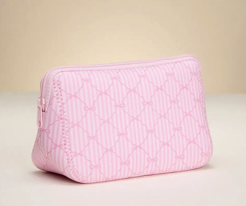 Striped Bow Pattern Cosmetic Pouch