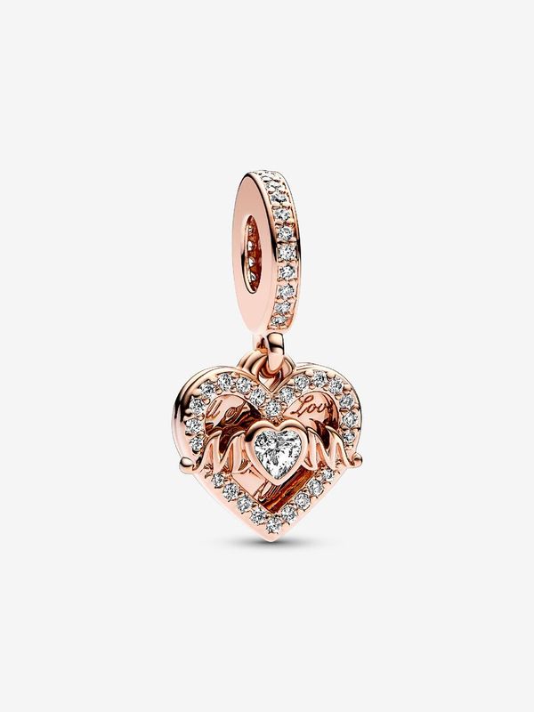 Heart &amp; Mom 14K Rose Gold-Plated Dangle Charm