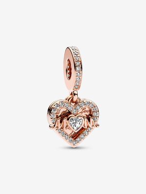 Heart &amp; Mom 14K Rose Gold-Plated Dangle Charm