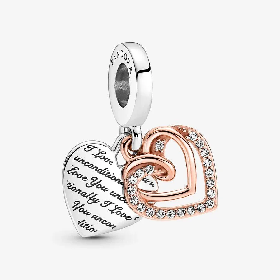 PANDORA™ Entwined Hearts 14K Rose Gold-Plated and Sterling Silver Charm