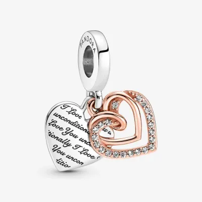 PANDORA™ Entwined Hearts 14K Rose Gold-Plated and Sterling Silver Charm