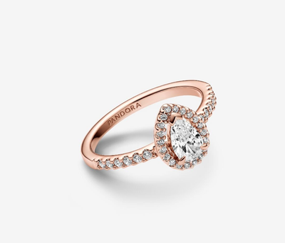 PANDORA™ Sparkling Pear Halo Ring 14k Rose Gold Plating