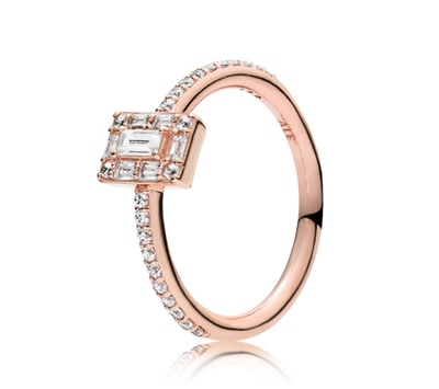 PANDORA™ Rose Luminous Ice Ring with Baguette Cut Clear Zirconia