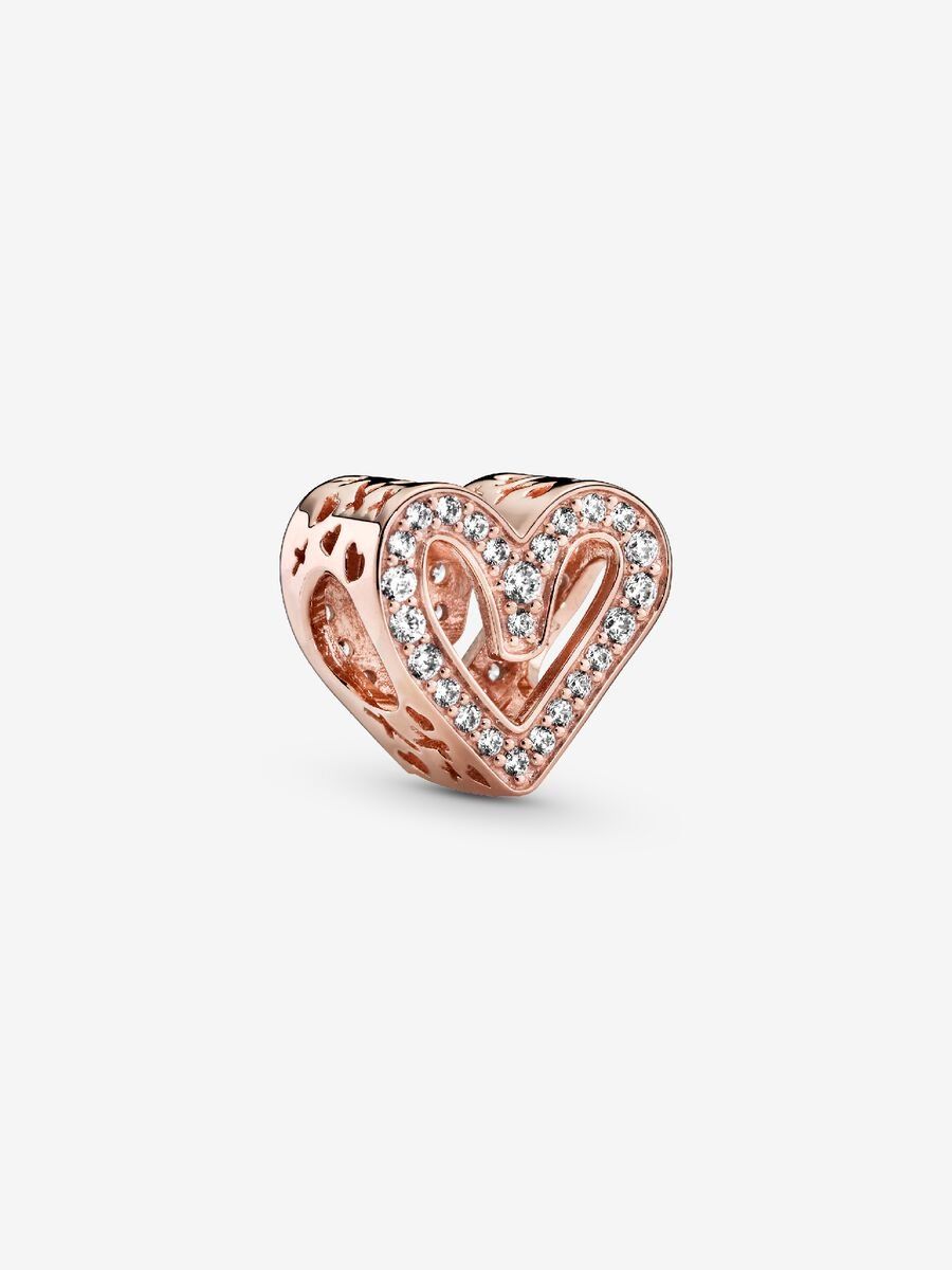 PANDORA™ Freehand Sparkling Heart 14K Rose Gold Charm