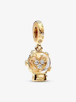 PANDORA™ Heart Snowglobe 14K Gold Plated Dangle Charm