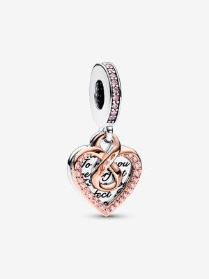 PANDORA™ Two-Tone Infinity Heart Mom Double Dangle Charm