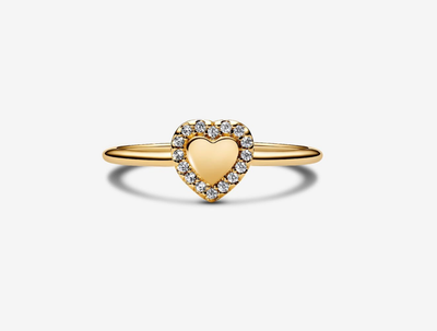 PANDORA™ 14K Gold Plated Engravable Heart Halo Ring