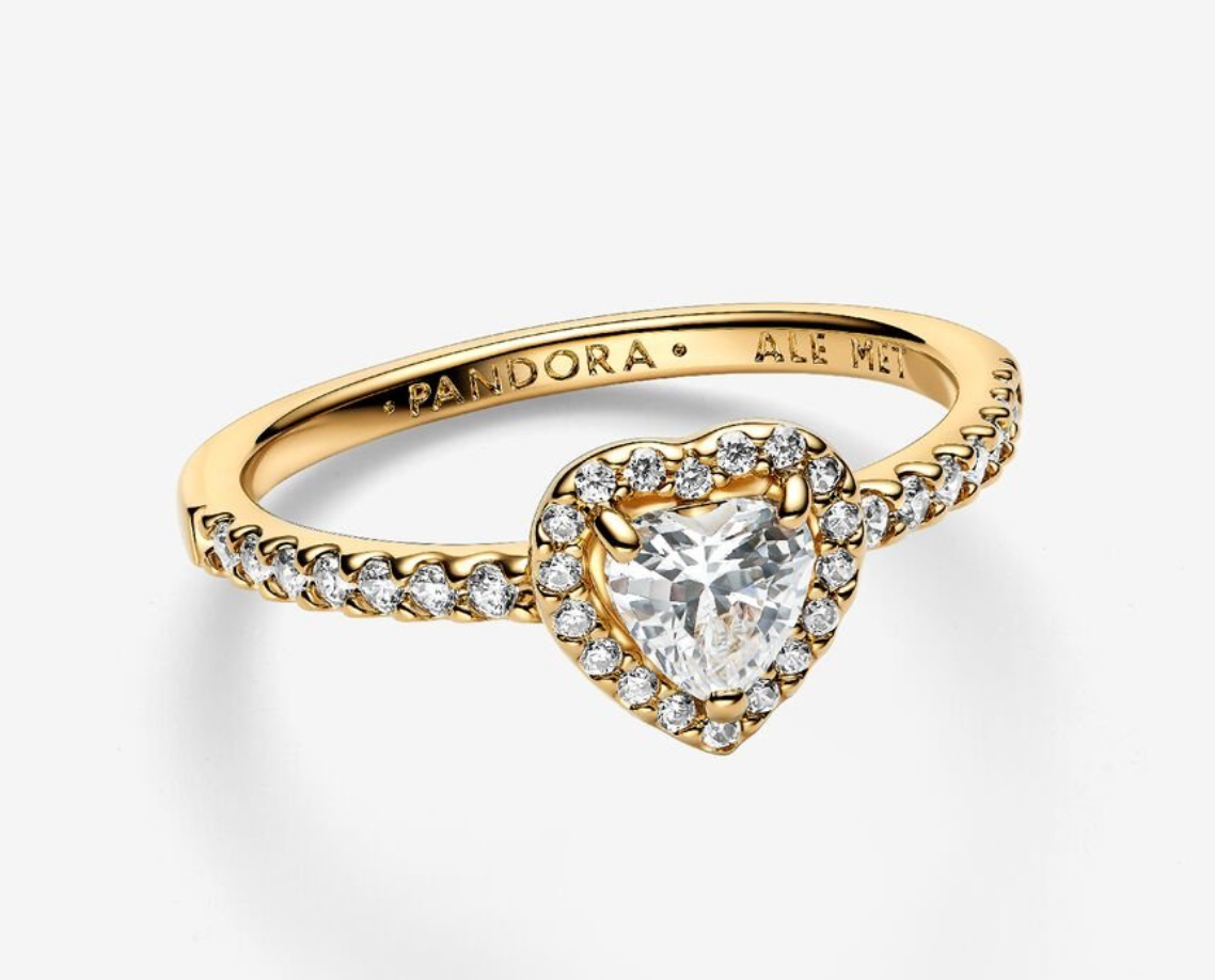 PANDORA™ 14K Gold Plated Elevated Heart Ring