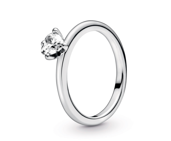 PANDORA™ Clear Heart Solitaire Ring Sterling Silver