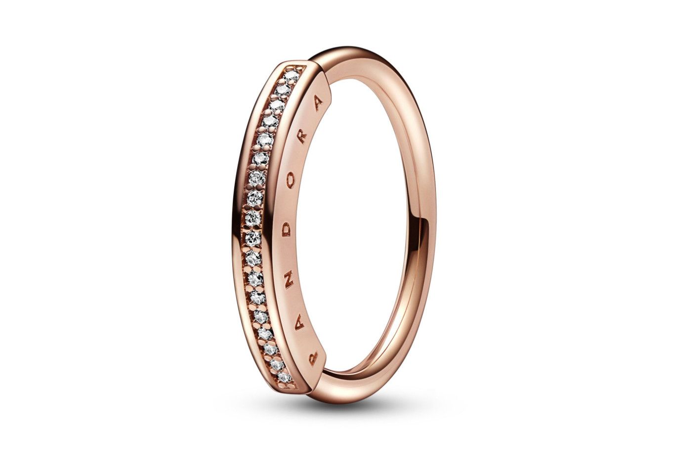 PANDORA™ Signature 14K Rose Gold Plated Pave ID Ring