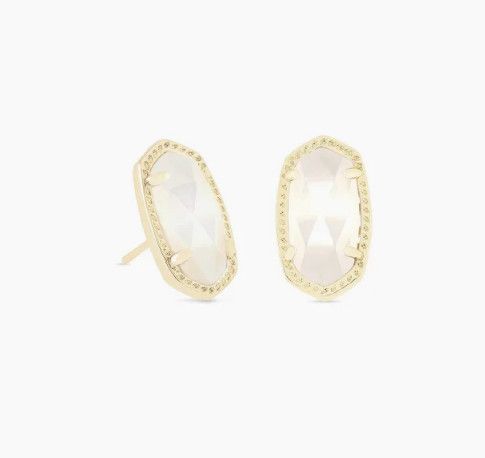 The Ellie Earring Ivory Mother of Pearl, Color: Gold